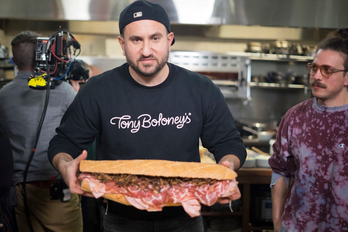 Tony Boloney's team member with food