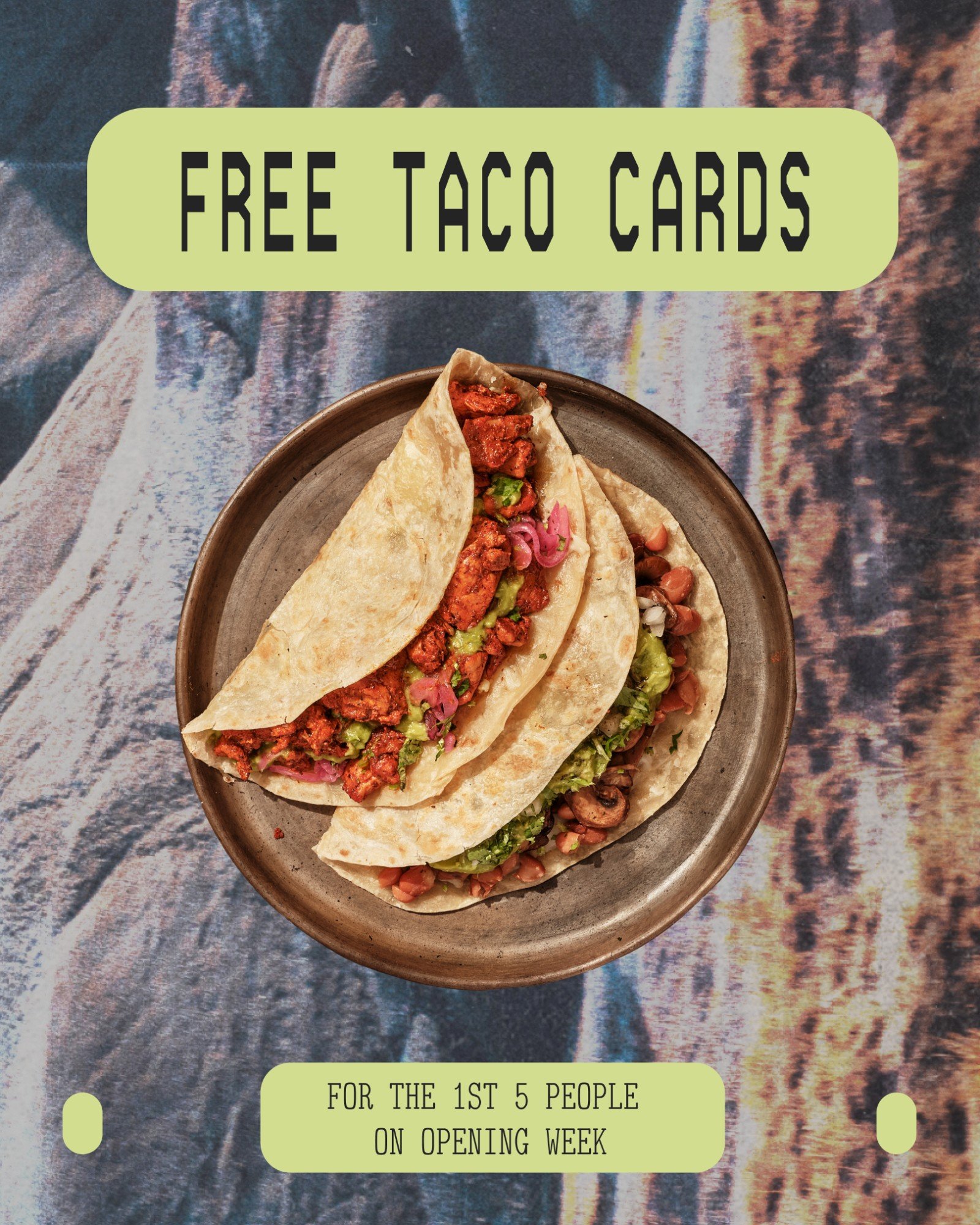 Two LOQUI tacos on a ceramic plate