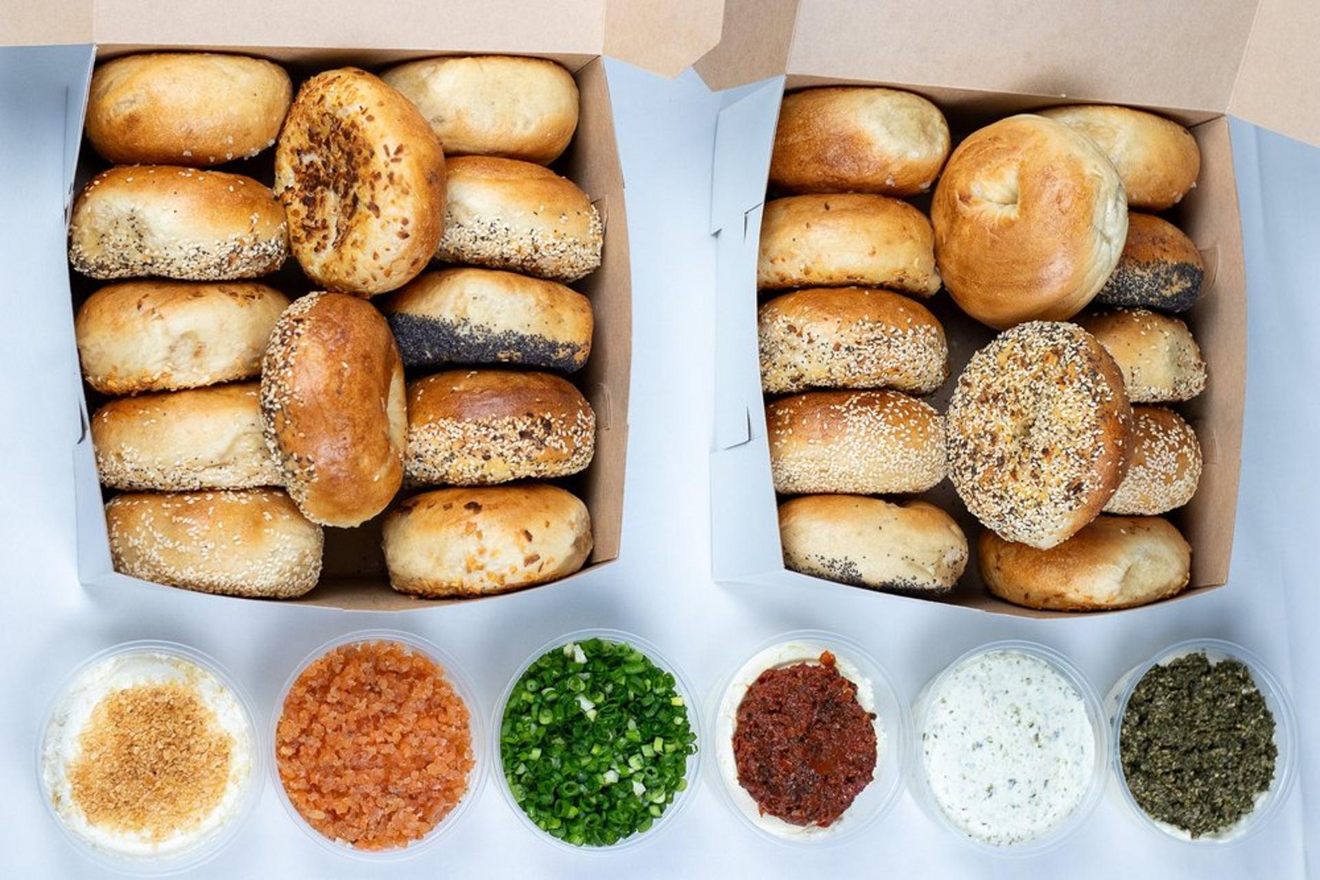 Two dozen bagel and schmear box