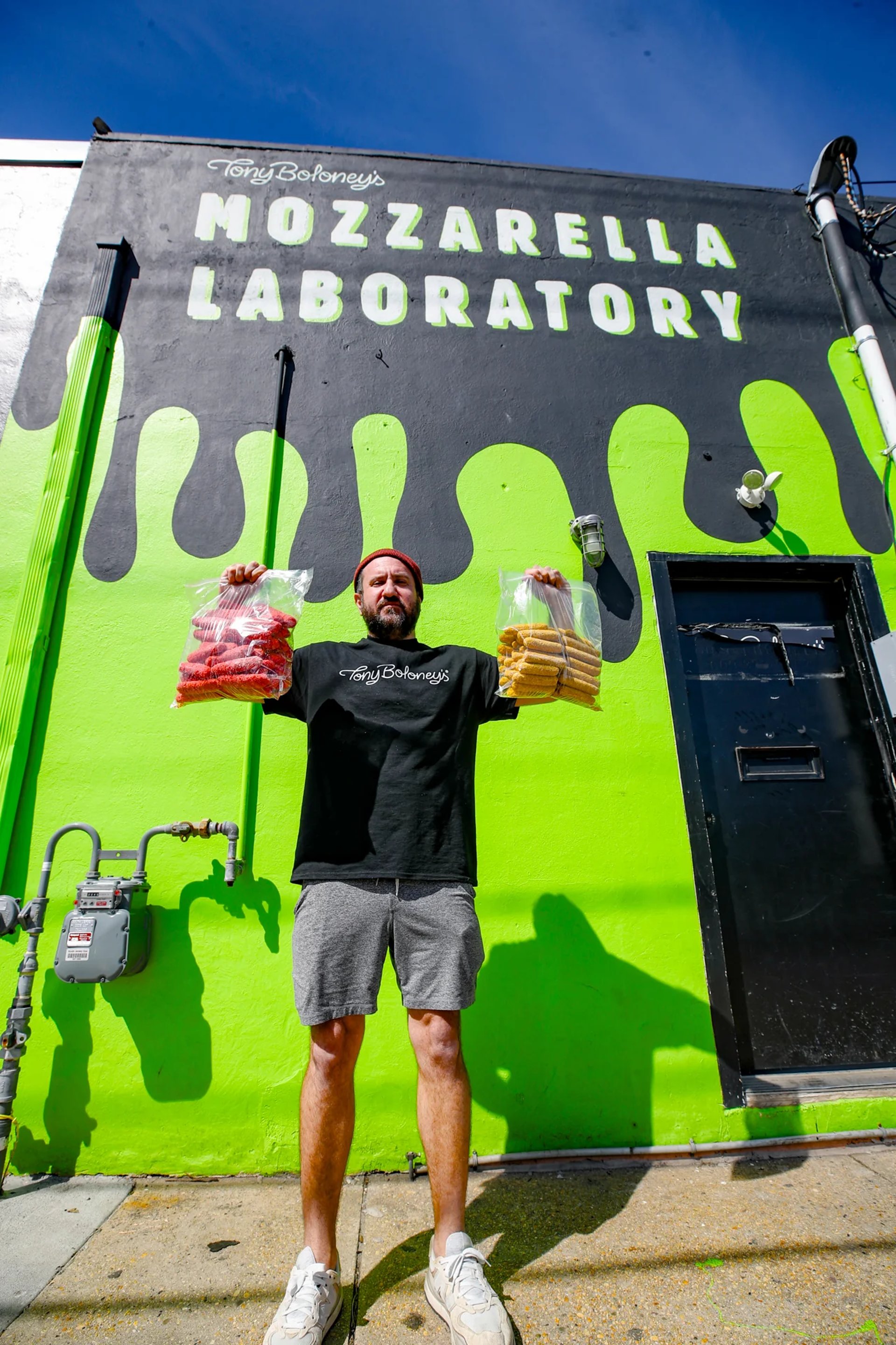 Mozzarella being made by hand at the laboratory