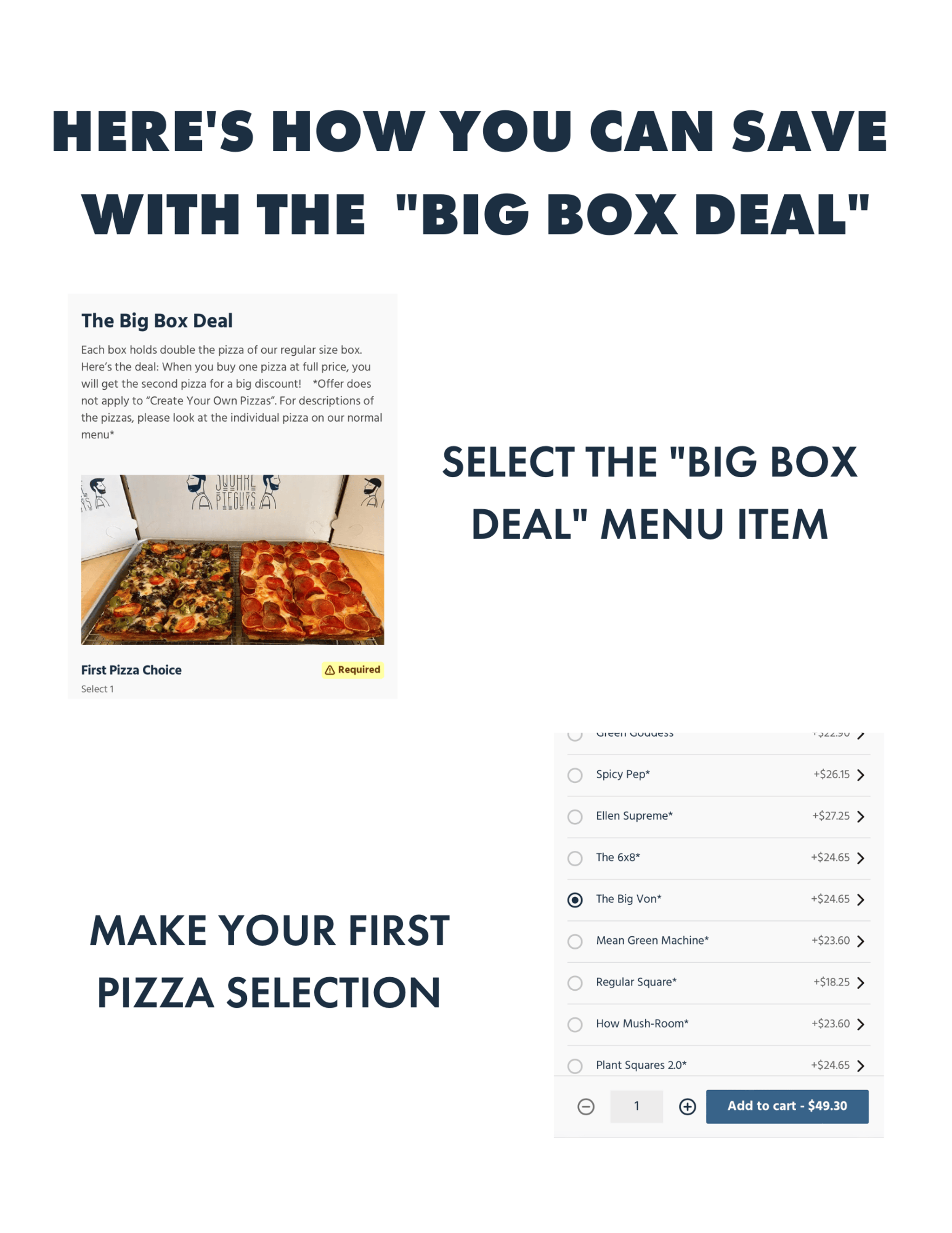 Step 1: Select the Big Box Deal menu item