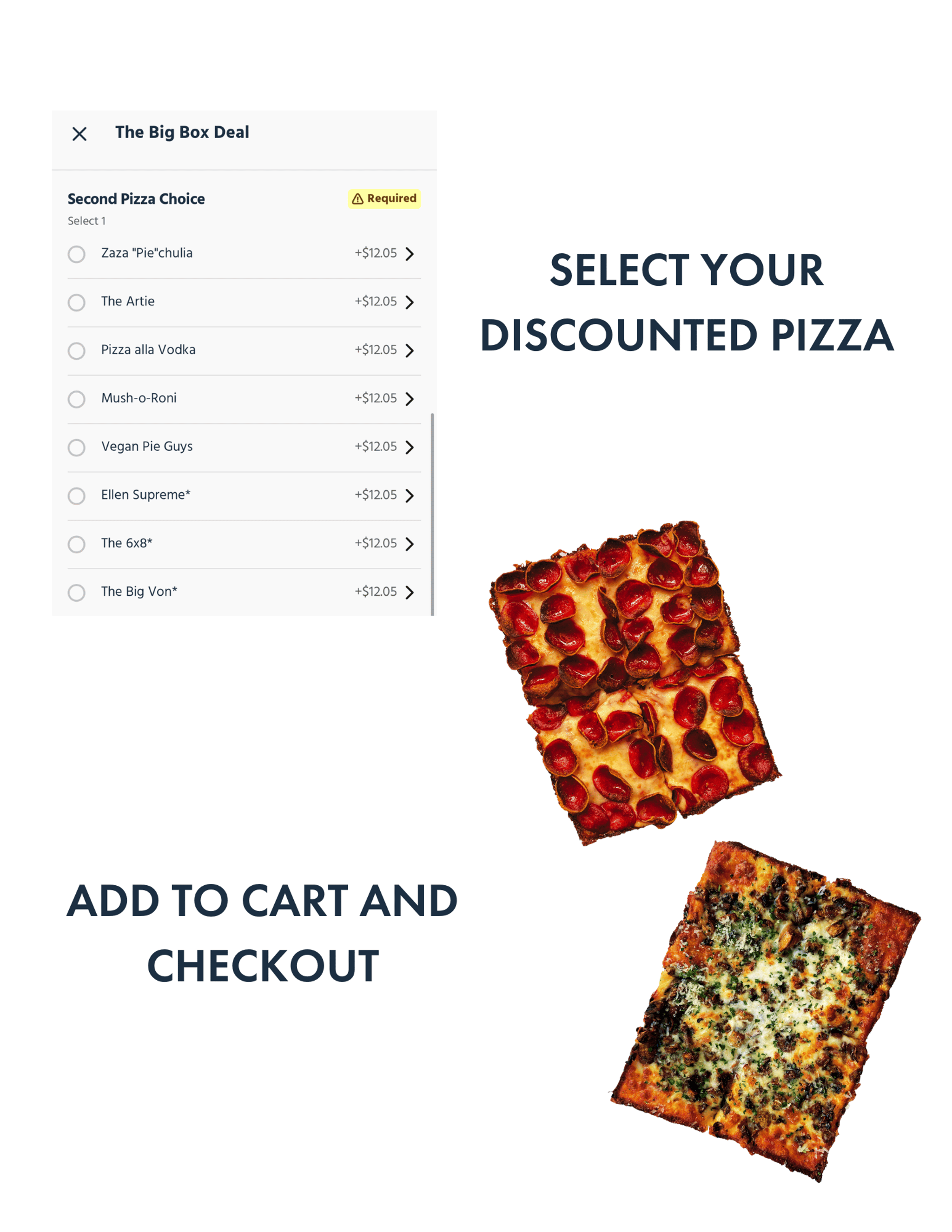 Step 2: Make your first pizza selection