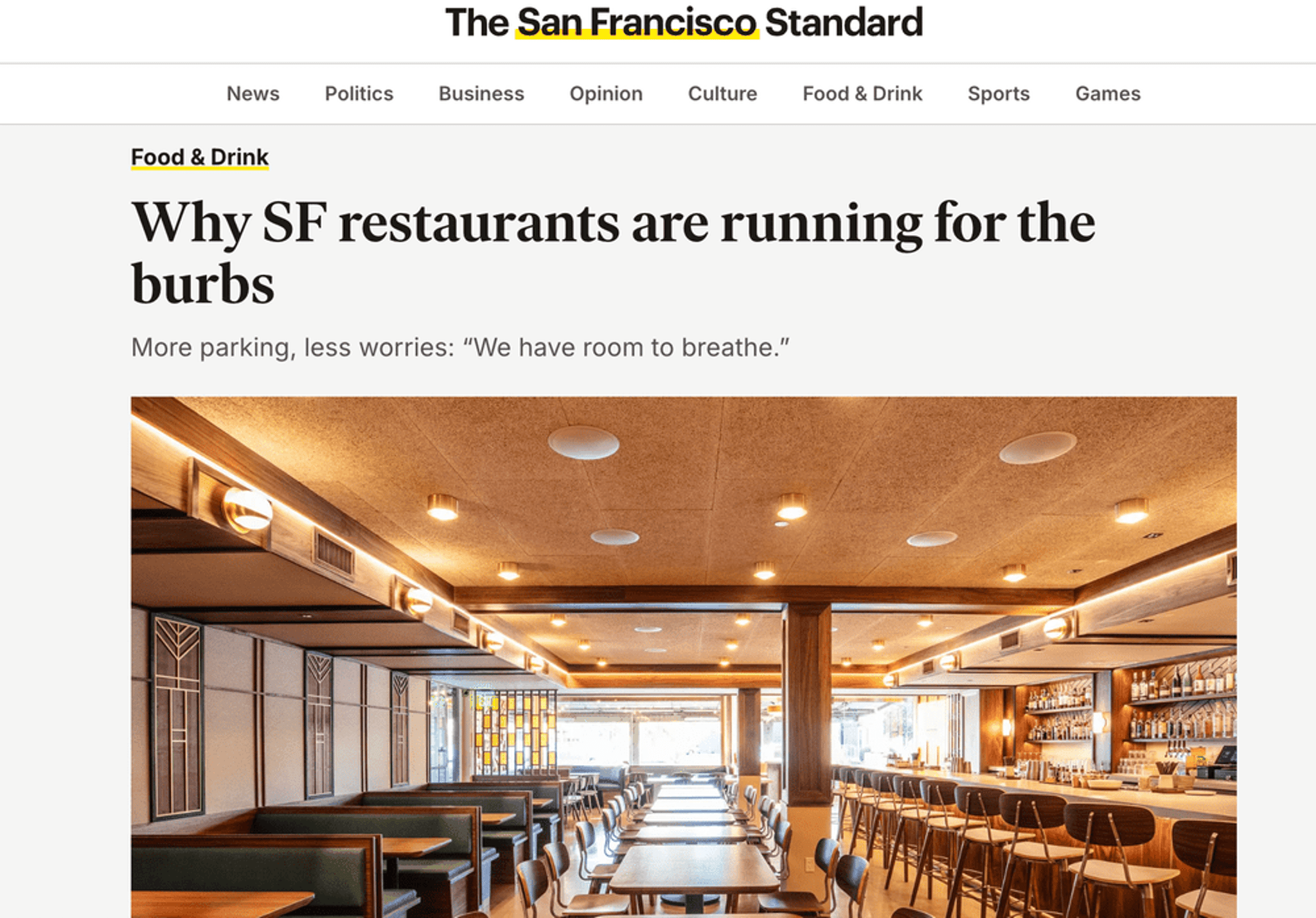Why SF restaurants are running for the burbs