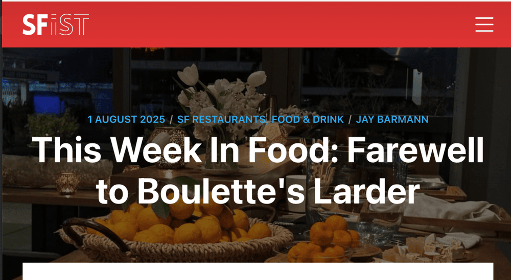 This Week In Food: Farewell to Boulette's Larder