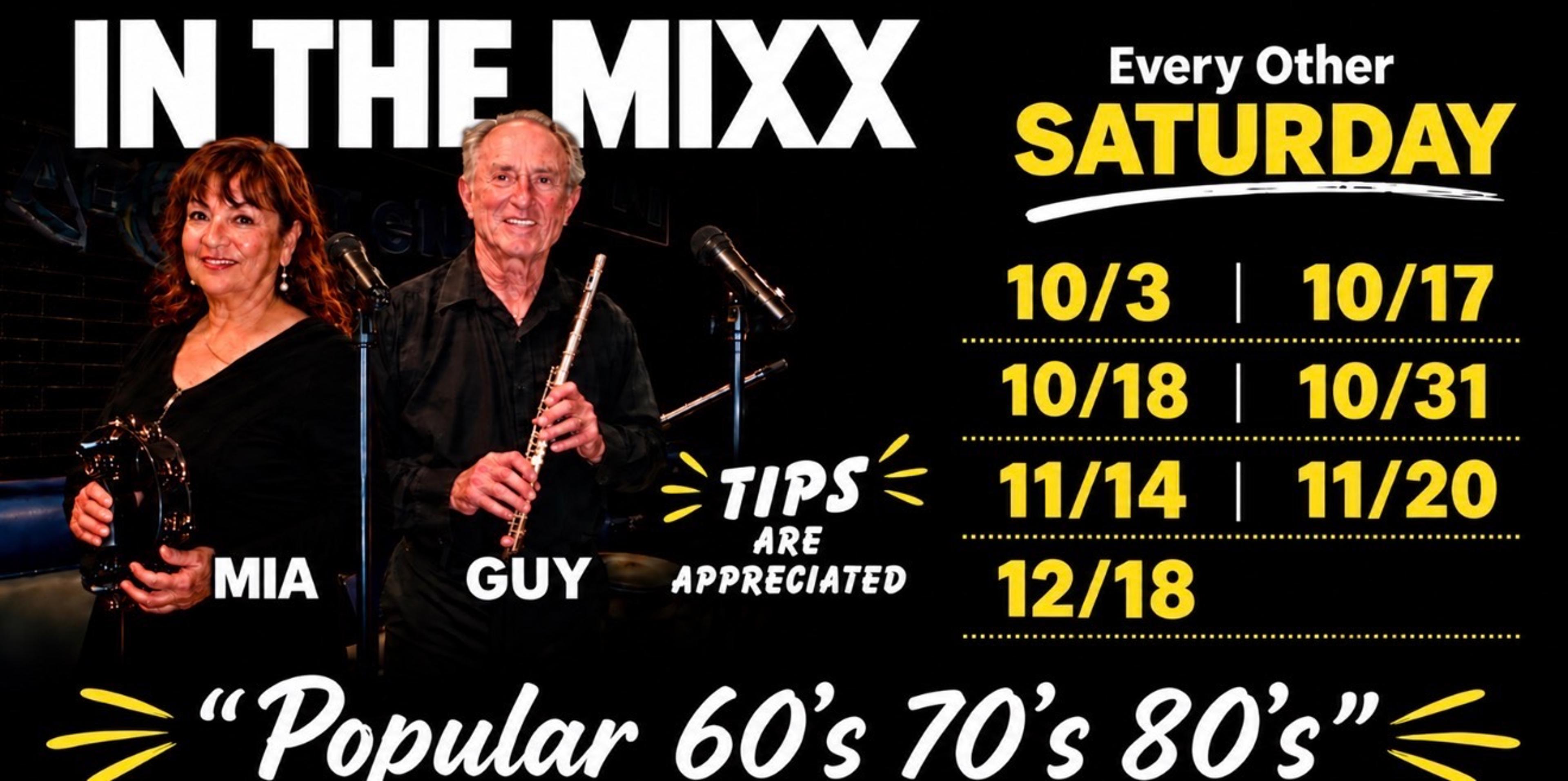 In The Mixx featuring Mia and Guy performing popular 60's, 70's and 80's music every other Saturday at Simply Fish Seafood