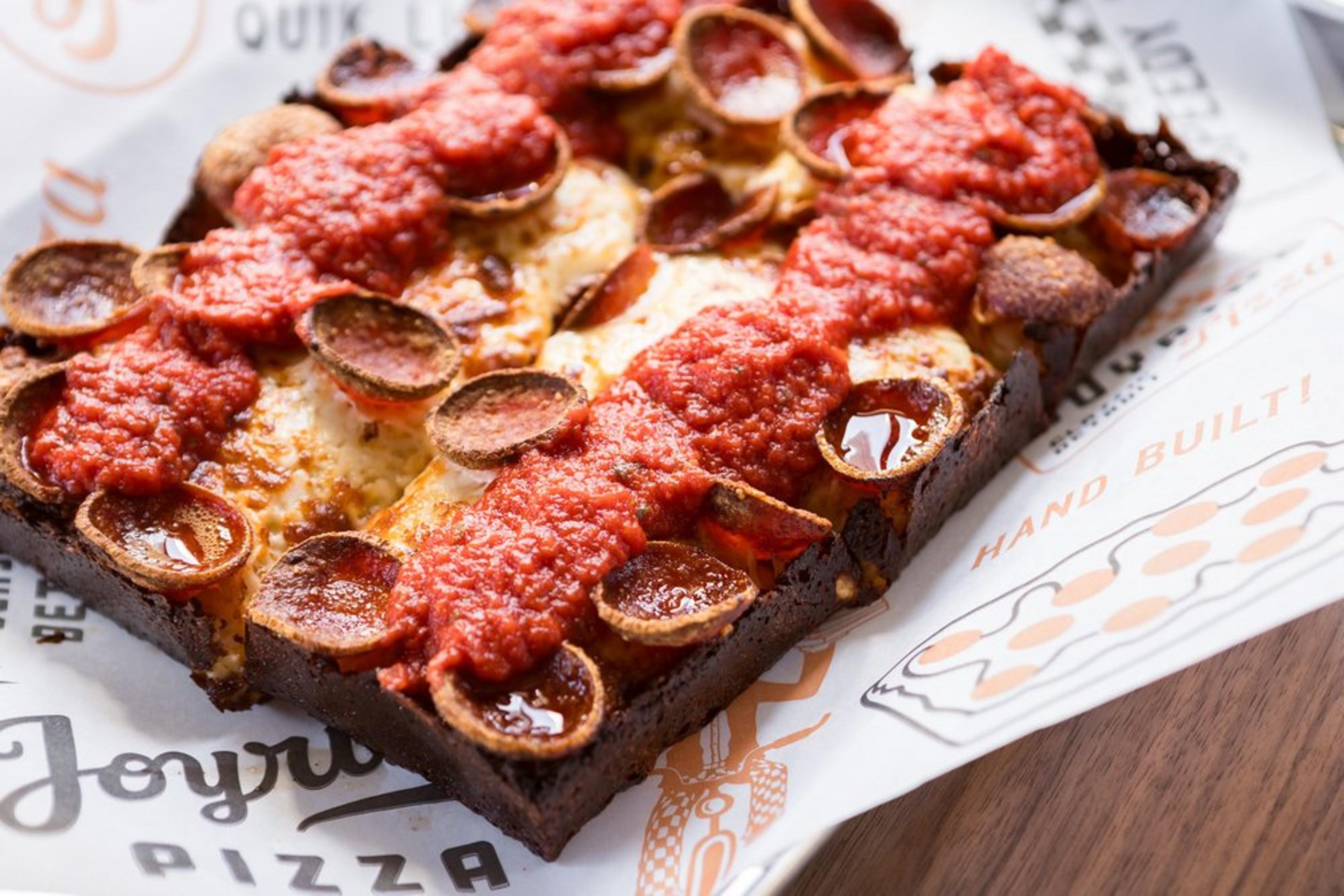 Pepperoni pizza close up