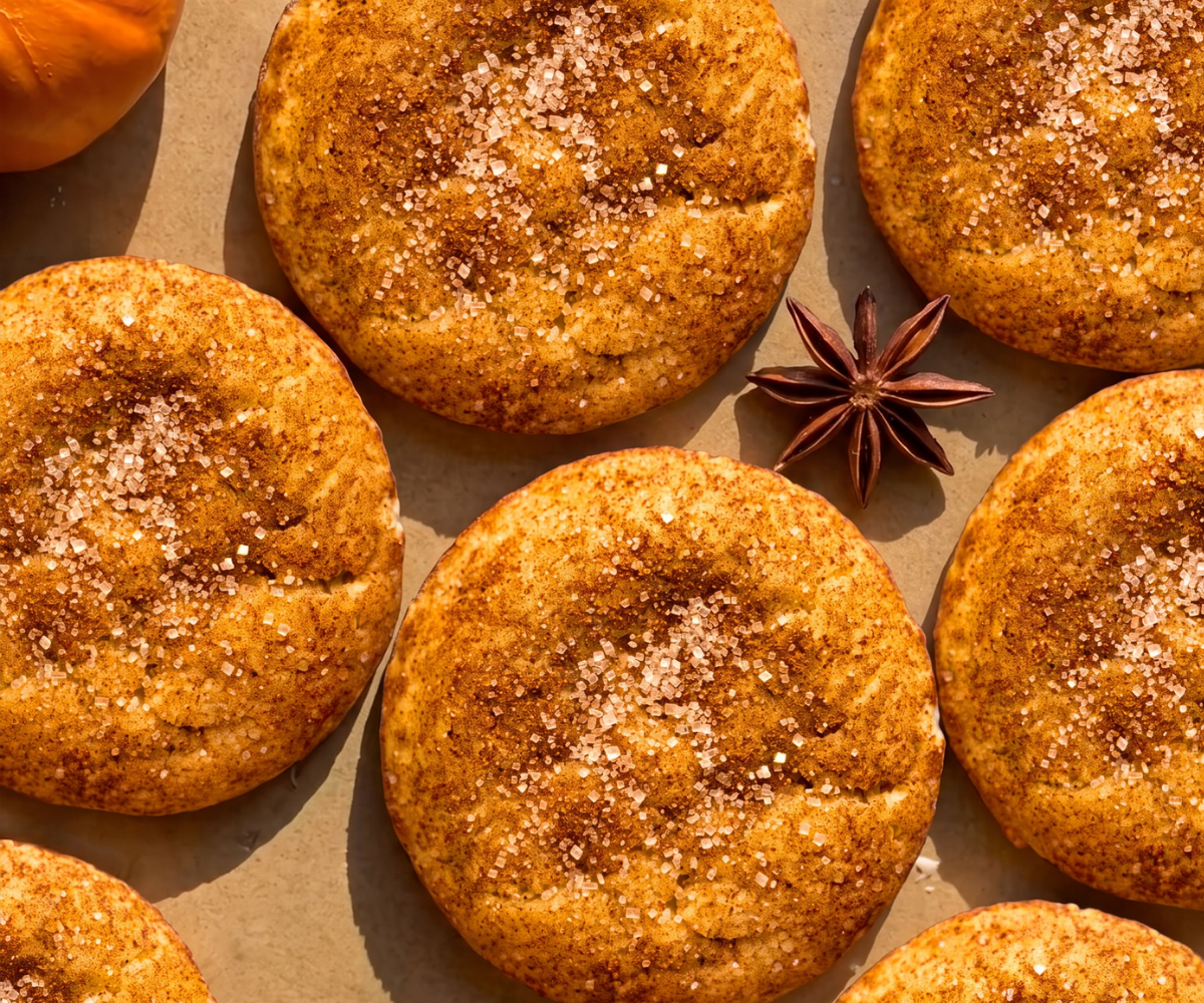 Pumpkin spice cookies dusted with cinnamon sugar