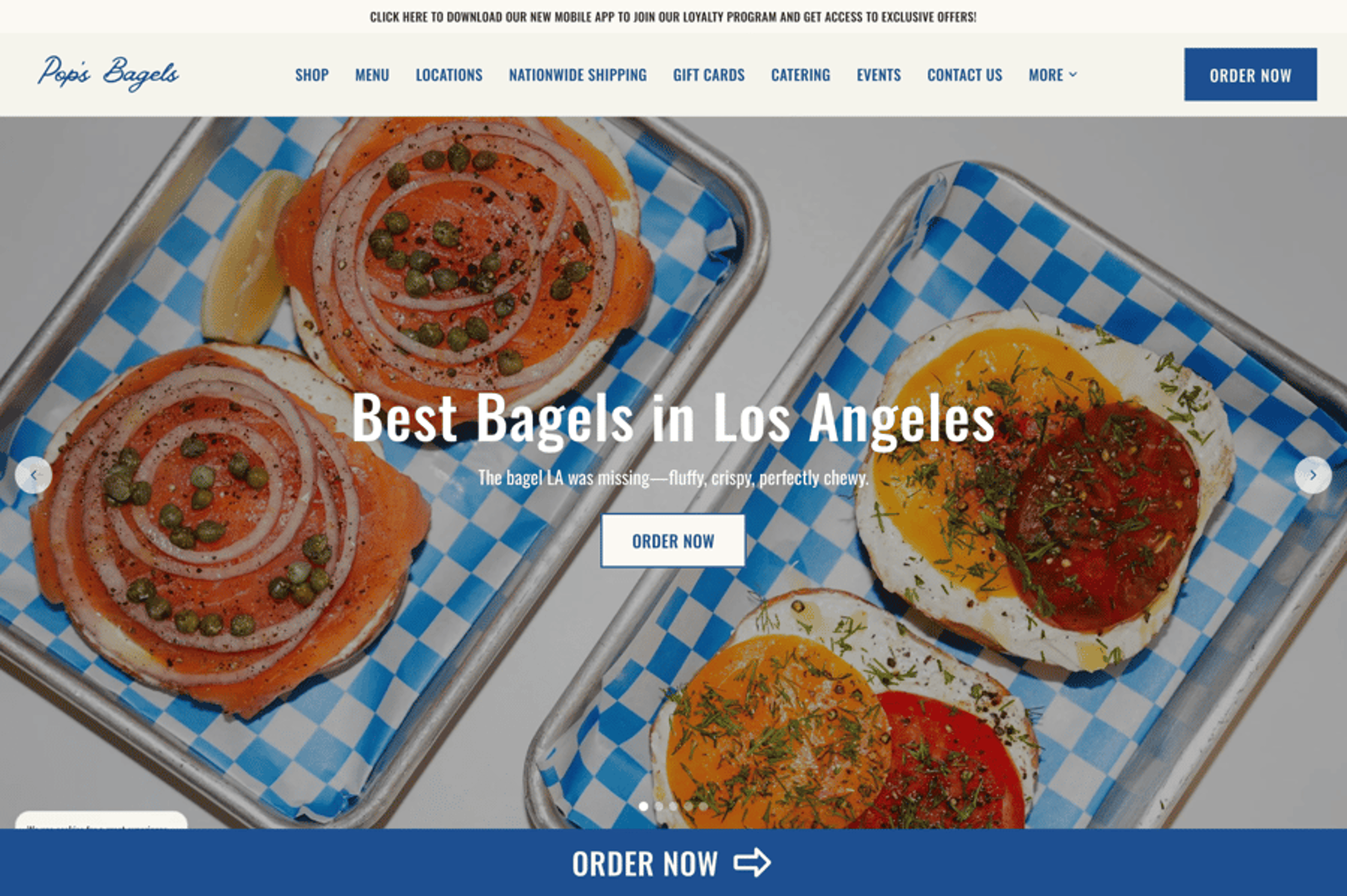 Pop's Bagels website