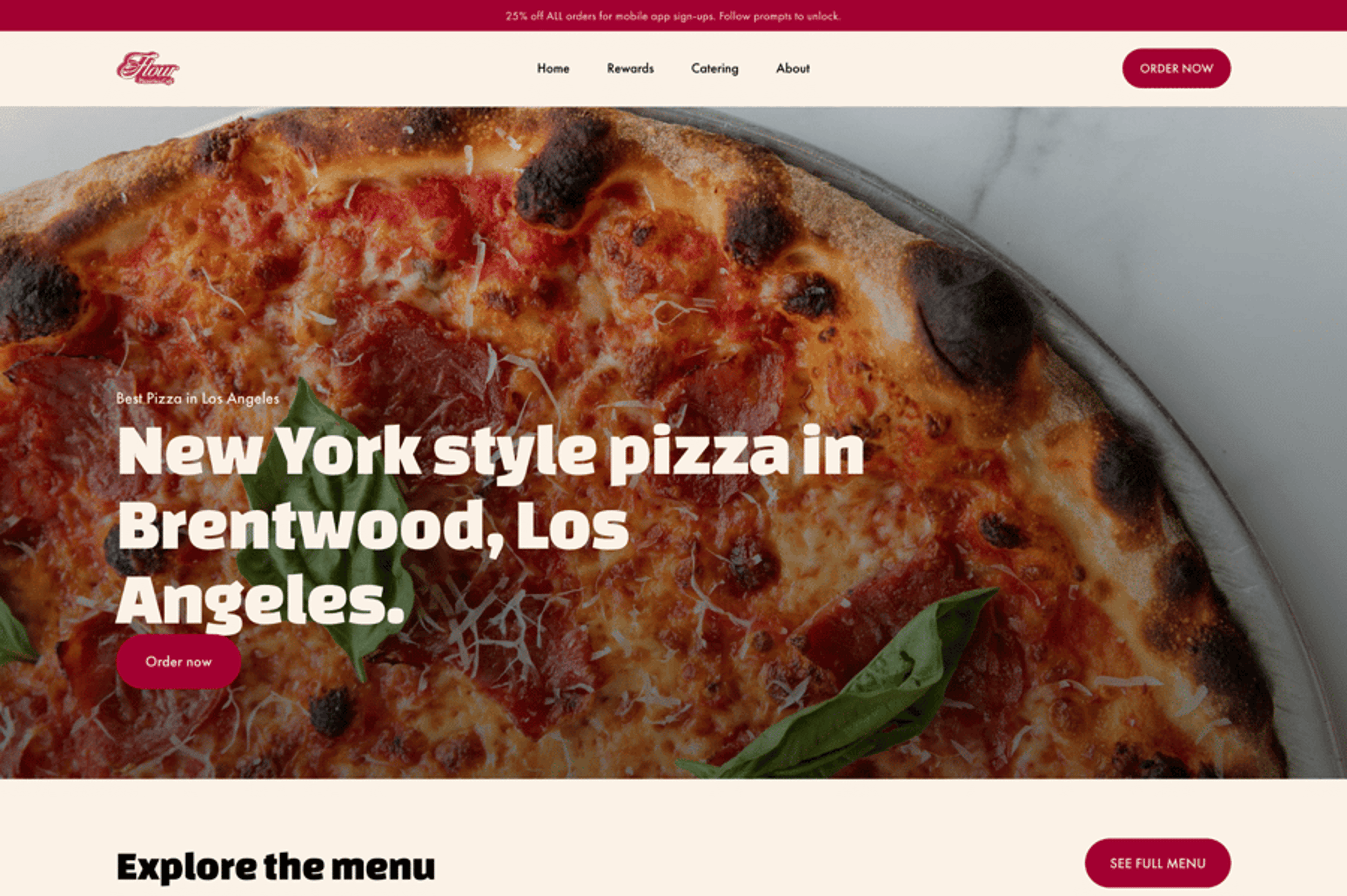 Flour Pizzeria website