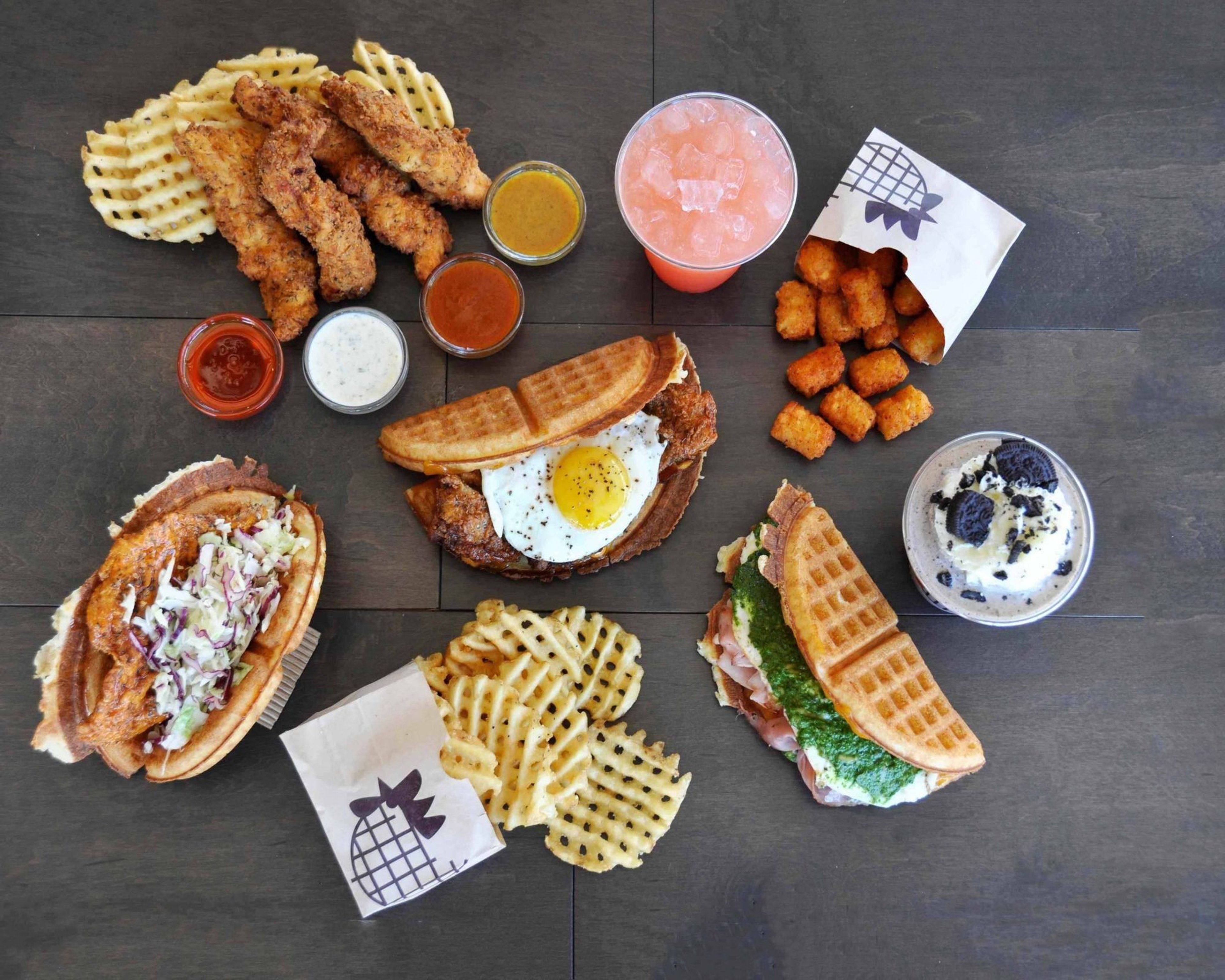 Golden Bruxie waffle with toppings