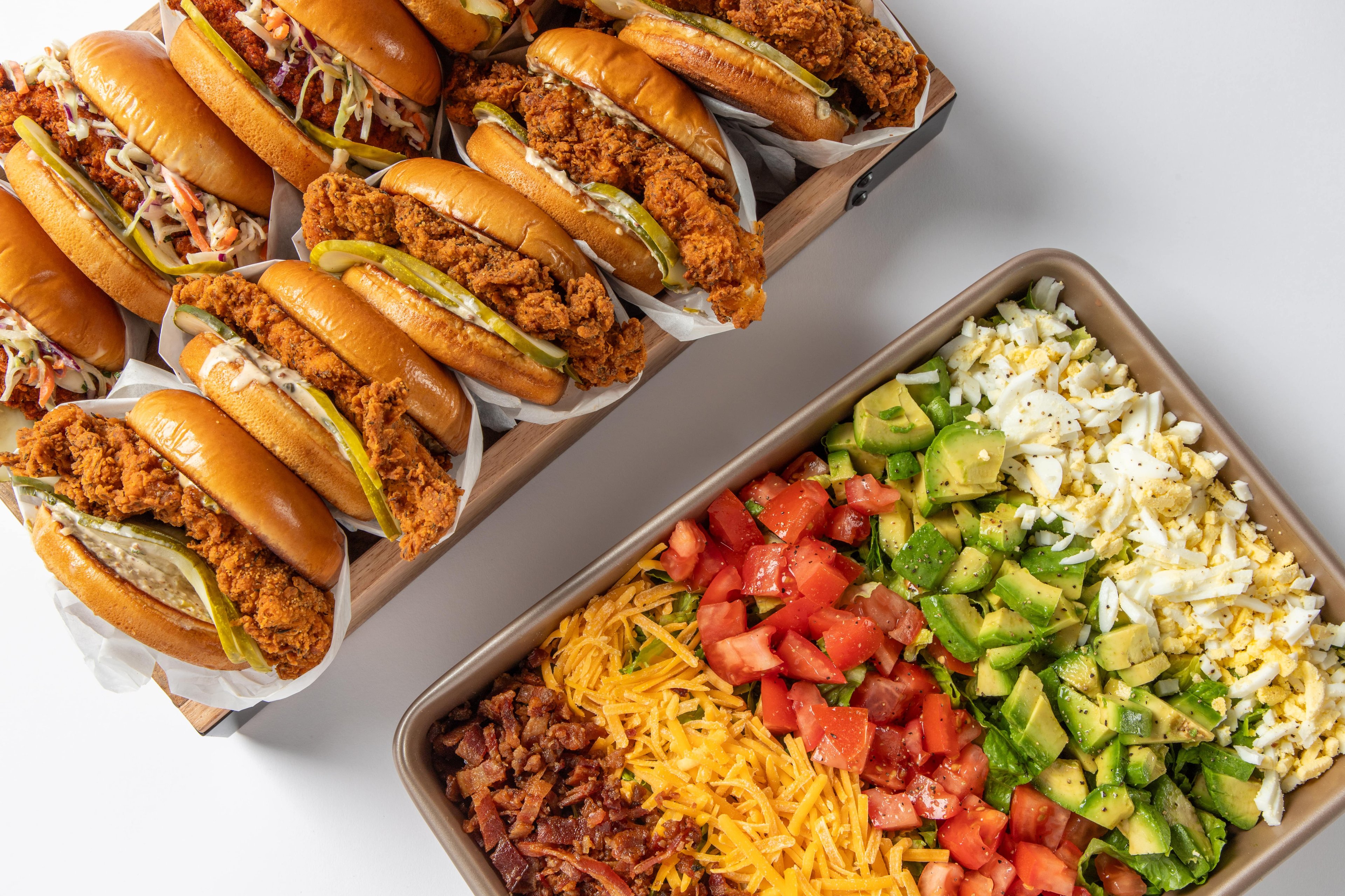 Bruxie catering tray of tenders and sides