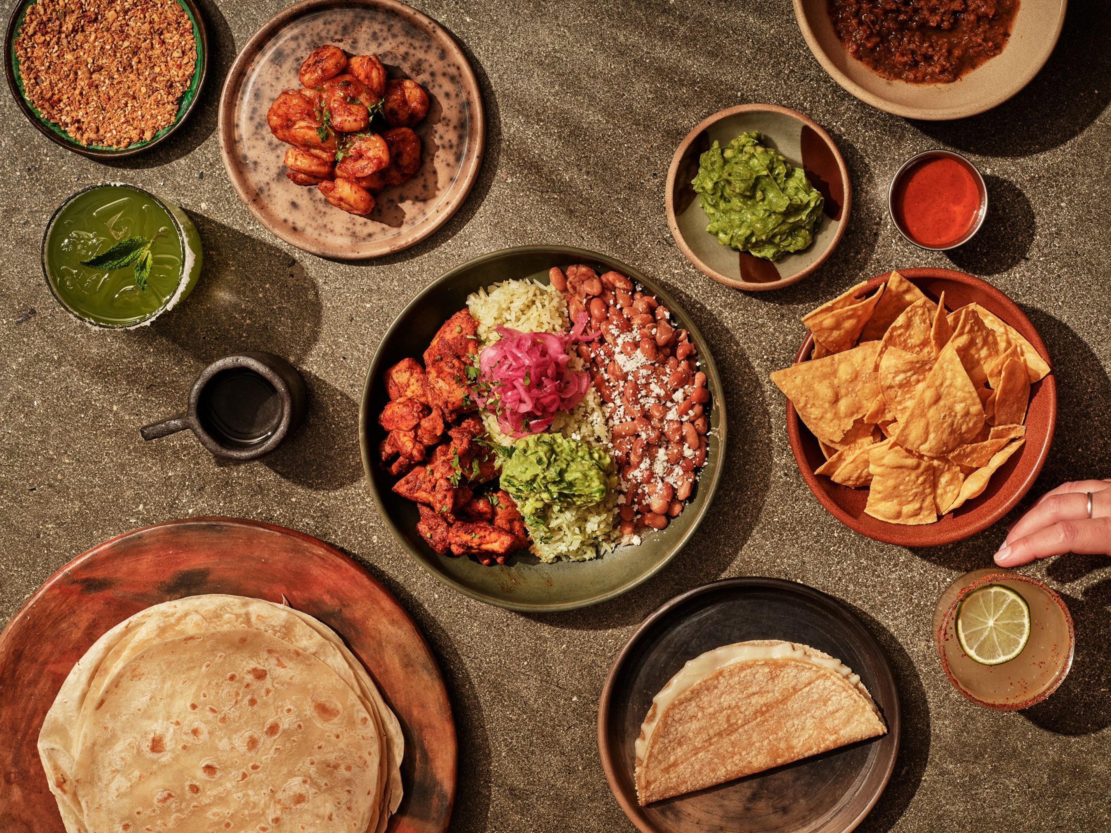 Catering display with fresh ingredients