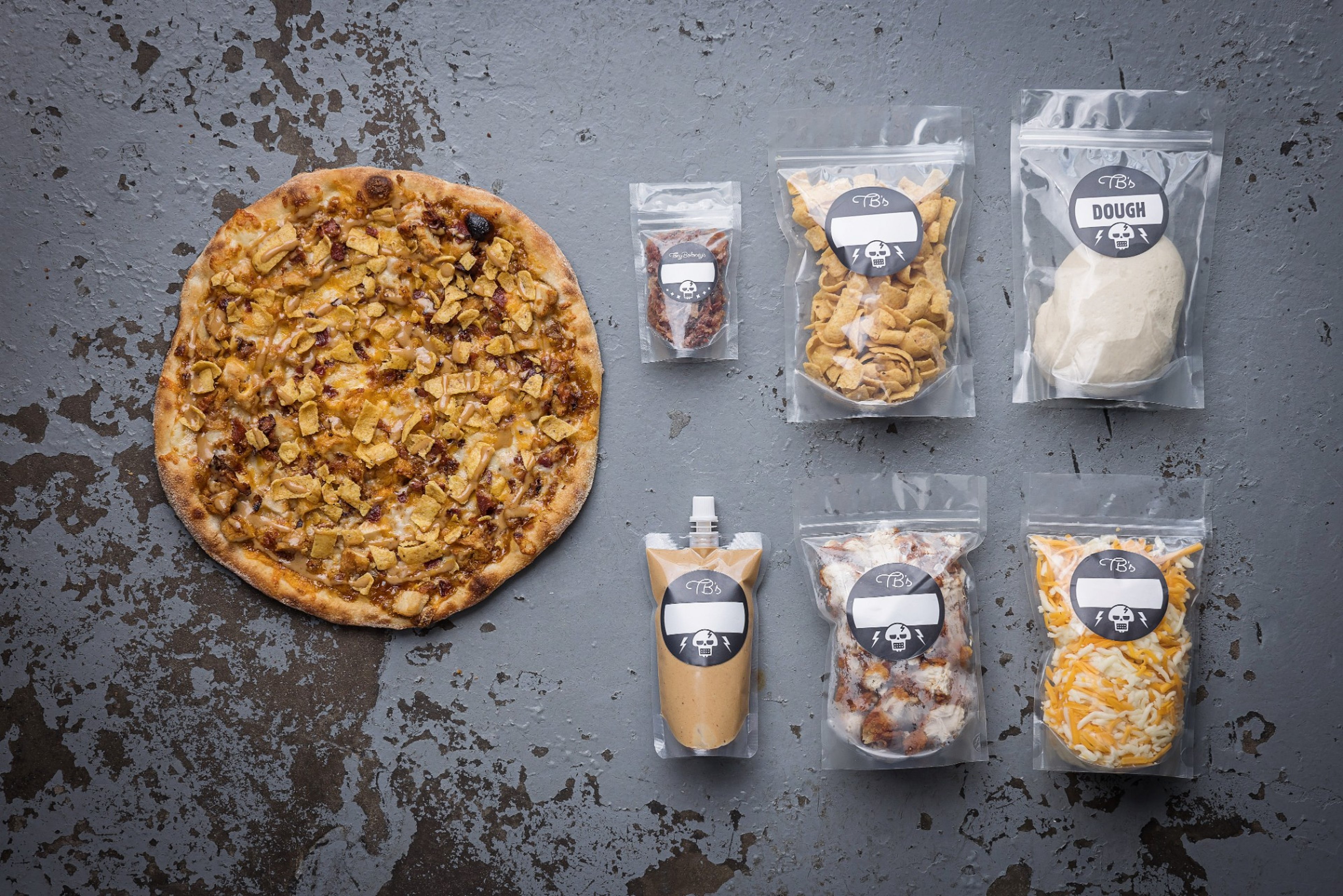 Tony Boloney's kit ingredients arranged on a table