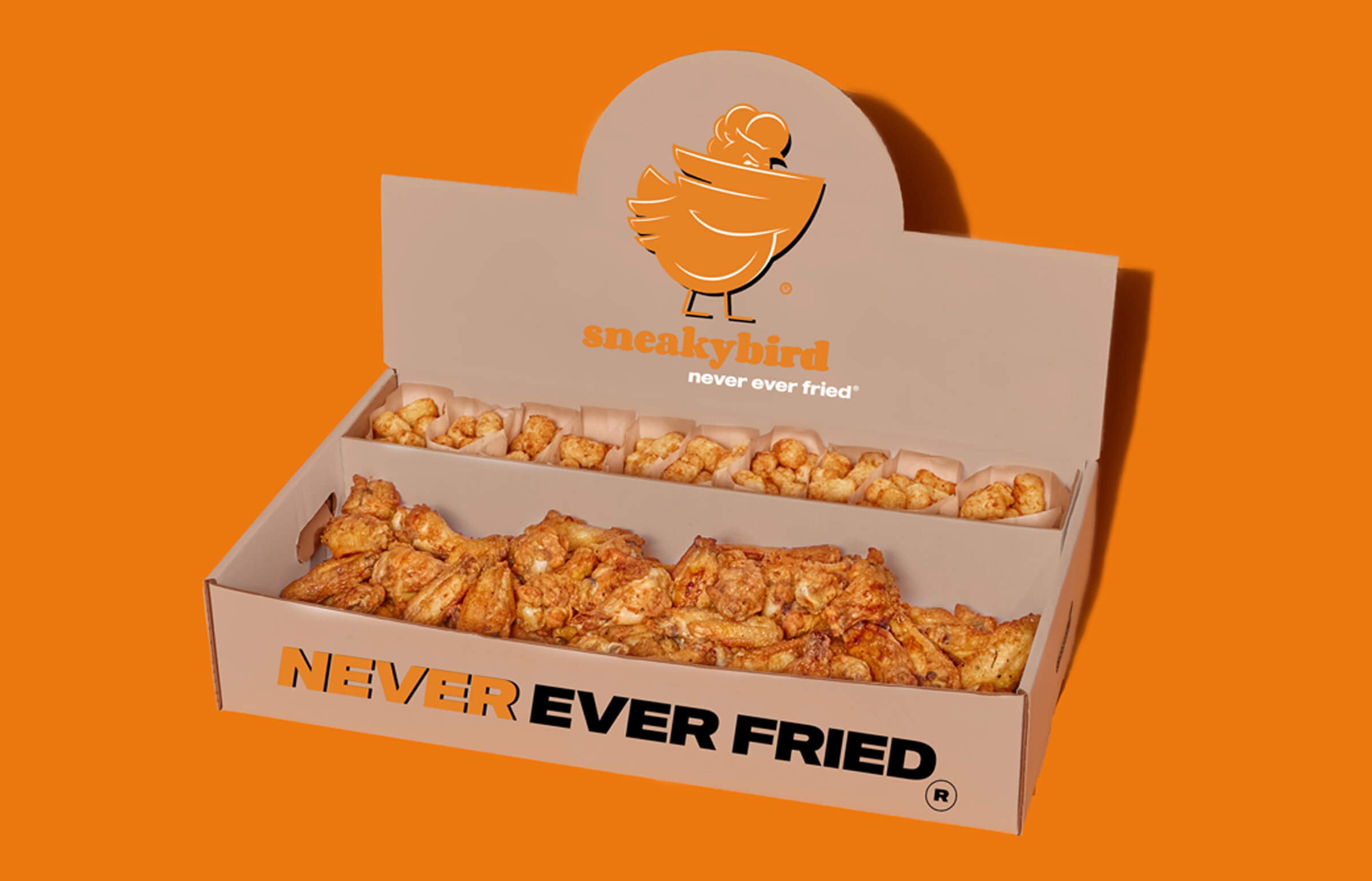 Sneakybird catering package: oven-grilled wings with crispy tots
