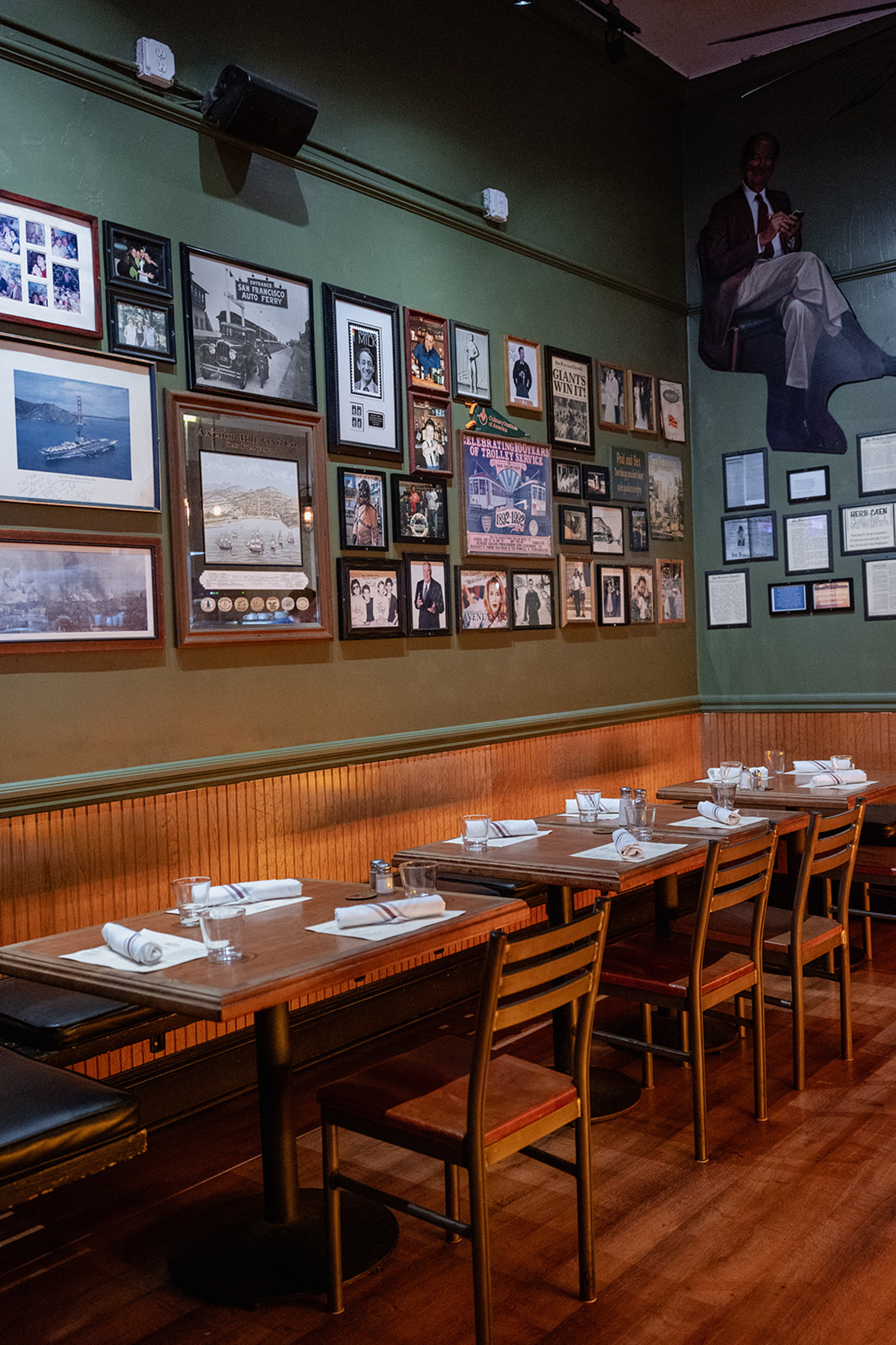 Rocco's Cafe dining room with historic photo wall