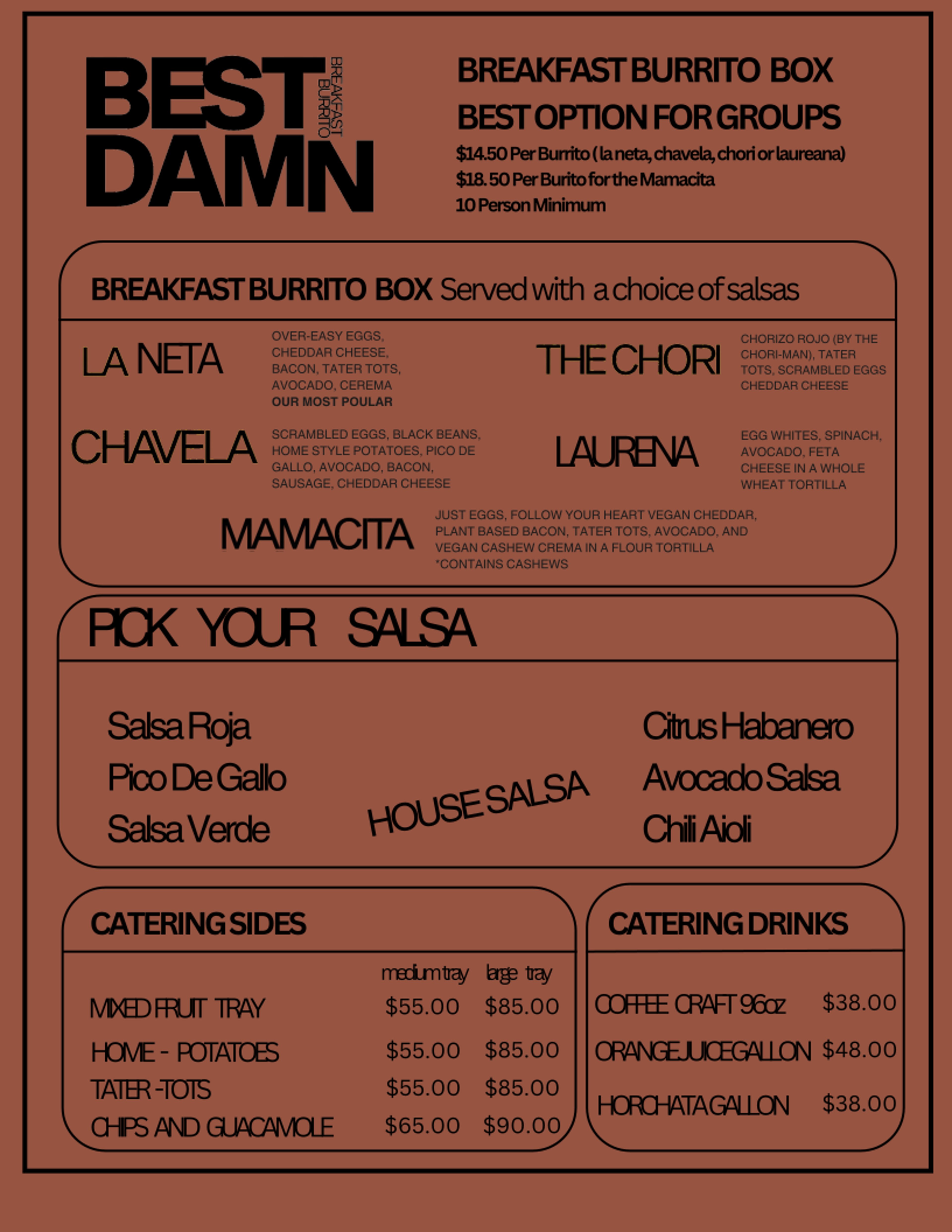 Catering menu