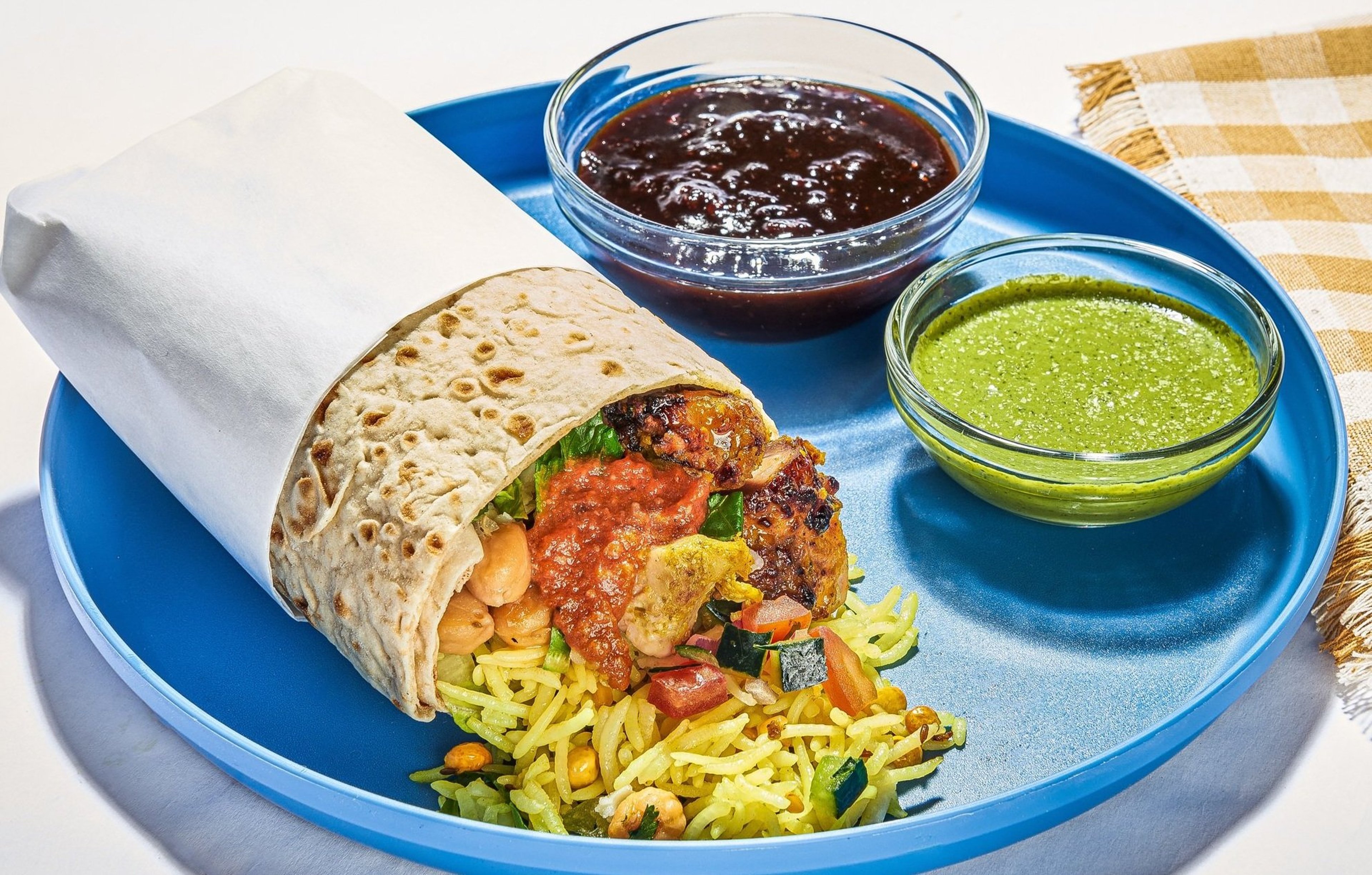 Chicken Tikka Wrap on plate