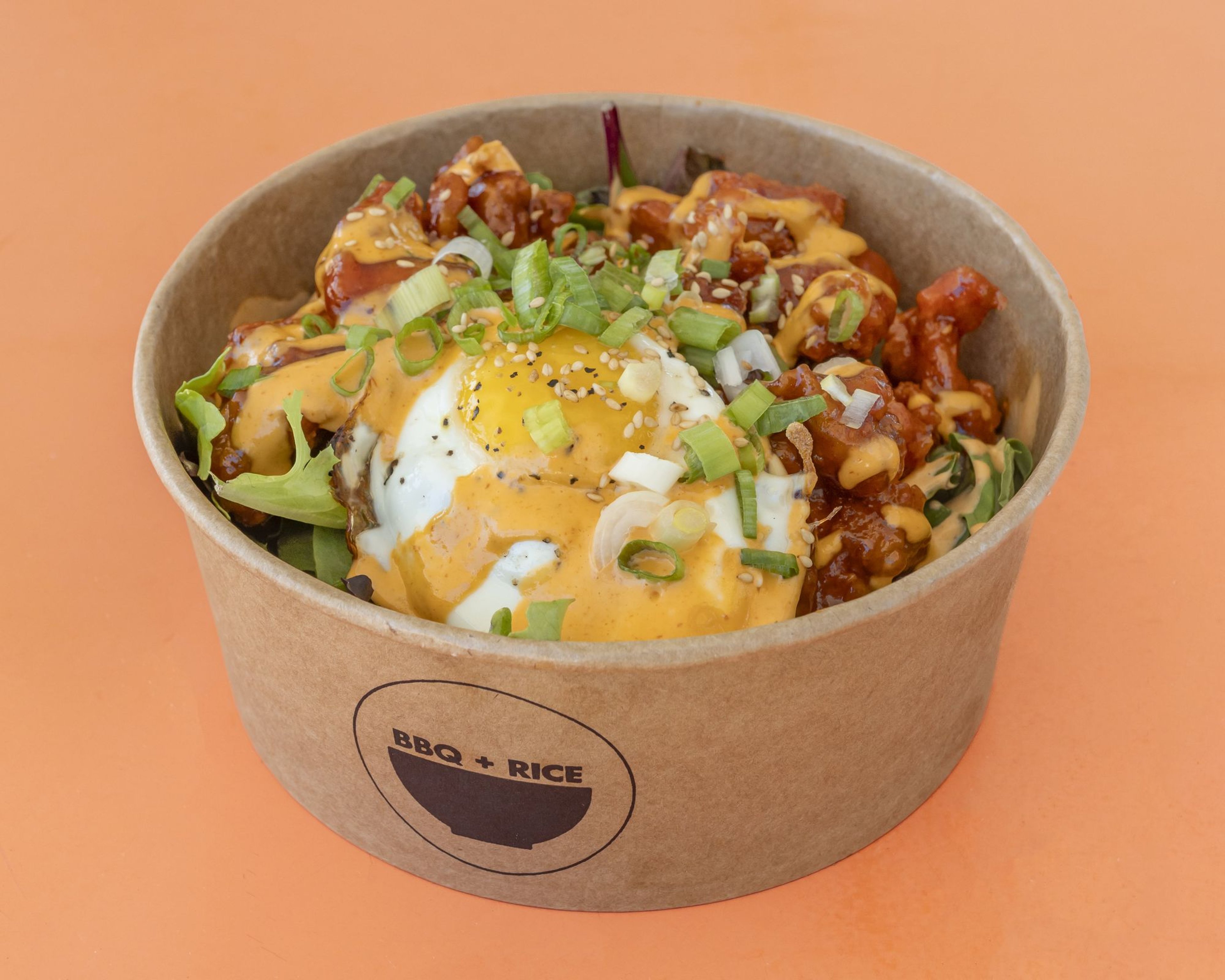 Spicy Mayo Fried Chicken Bowl with Egg