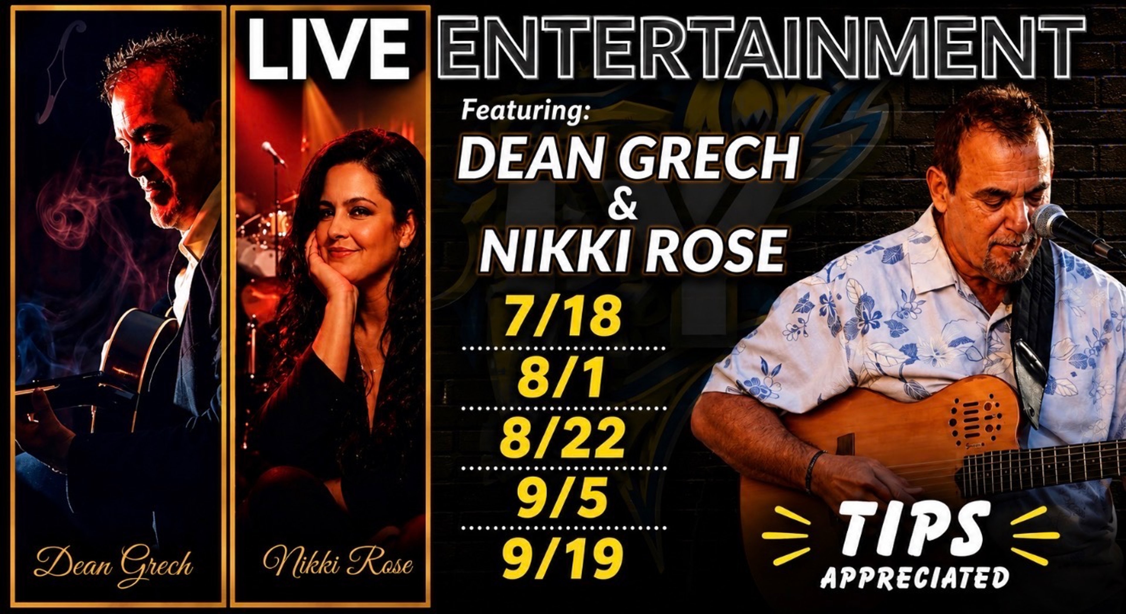 Live entertainment featuring Dean Grech and Nikki Rose at Simply Fish Seafood