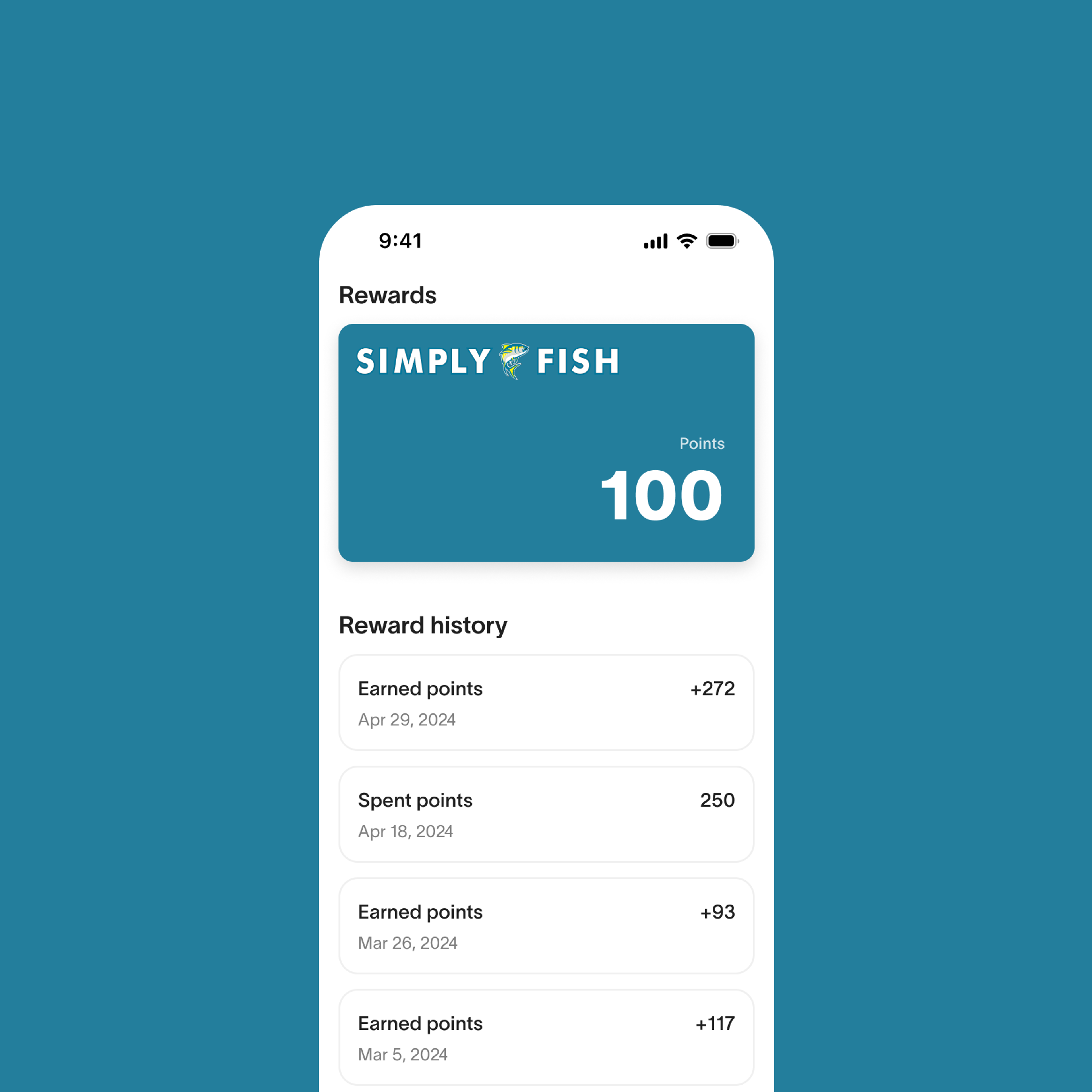 Simply Fish Rewards app screenshot
