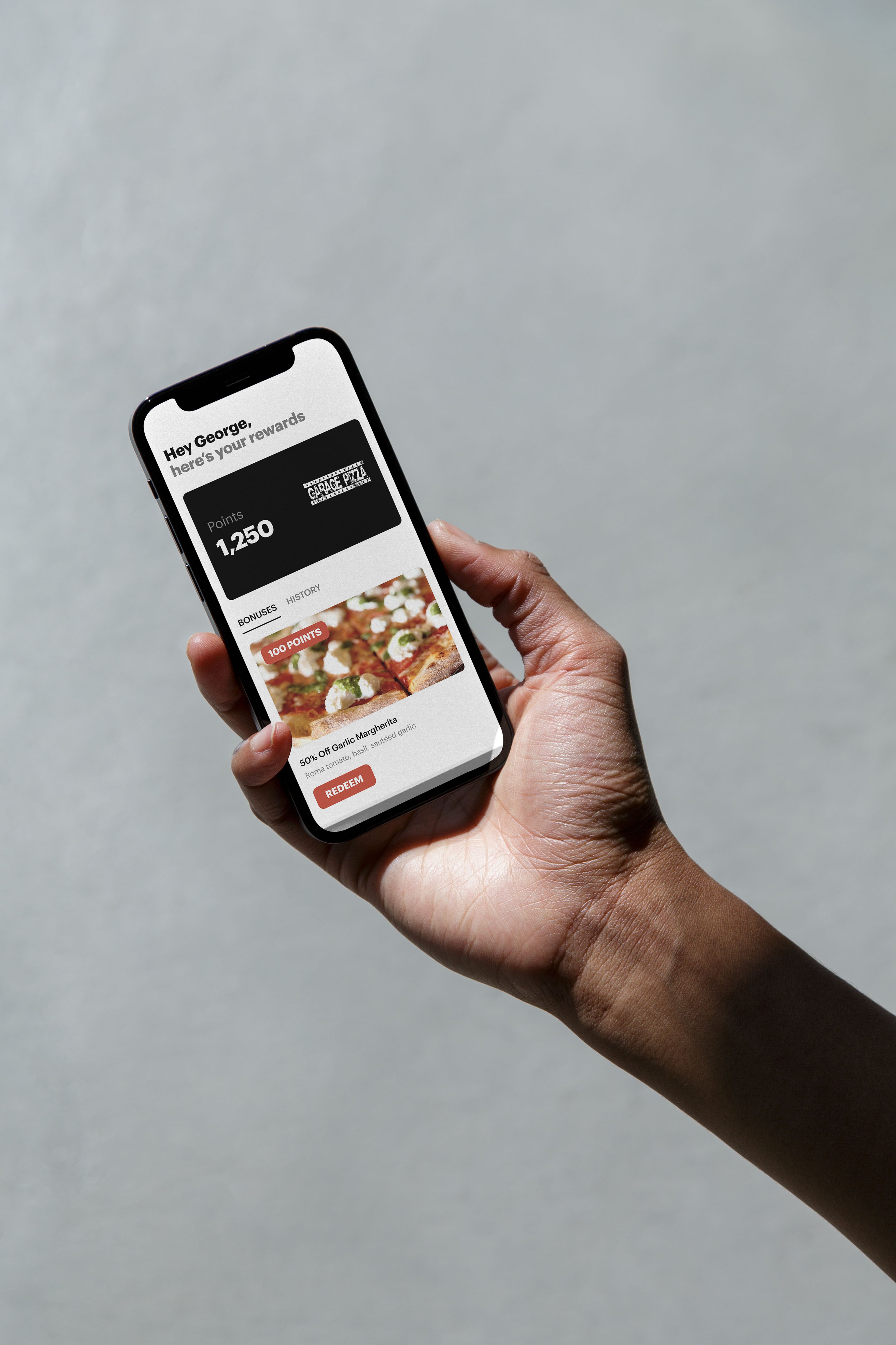 Garage Pizza mobile ordering app preview