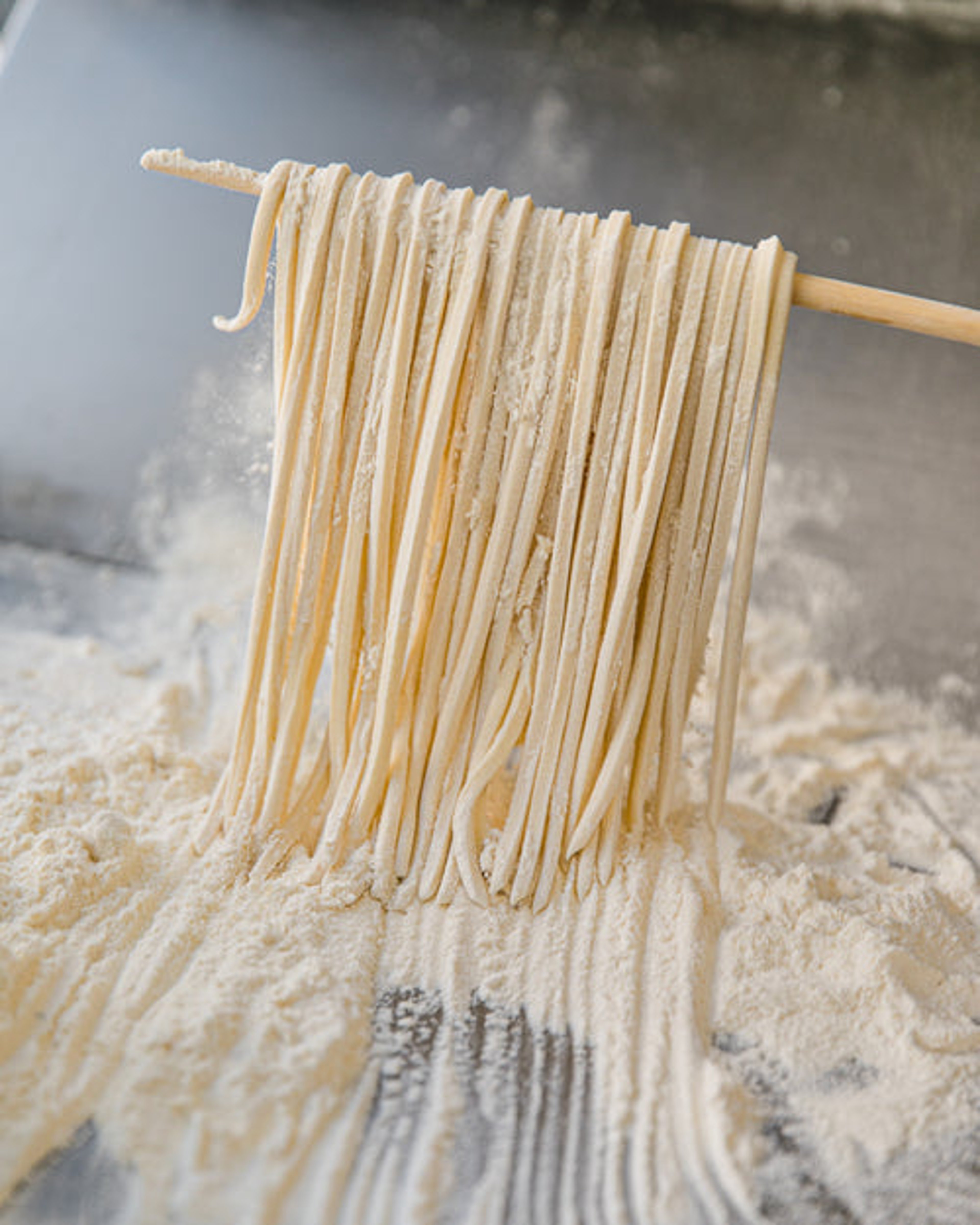 Fresh noodles being made