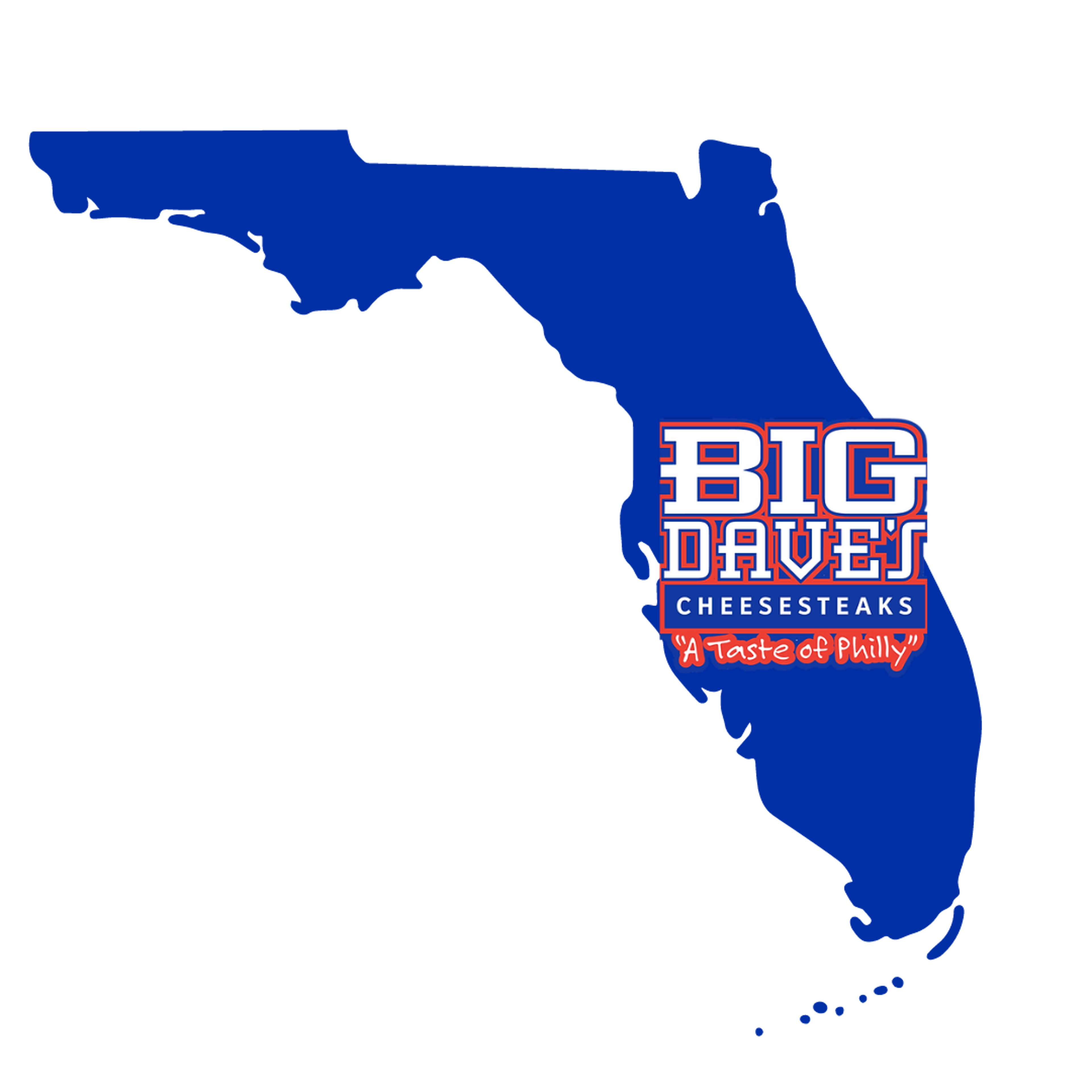 Florida map featuring Big Dave's Cheesesteaks, showcasing career openings and expansion in the area.