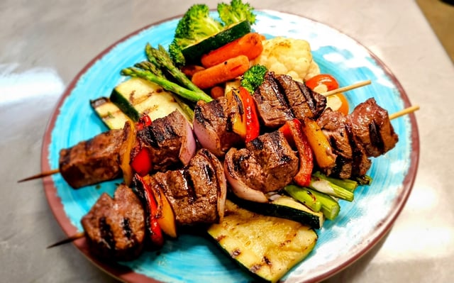Keto Filet Mignon Skewers Plate